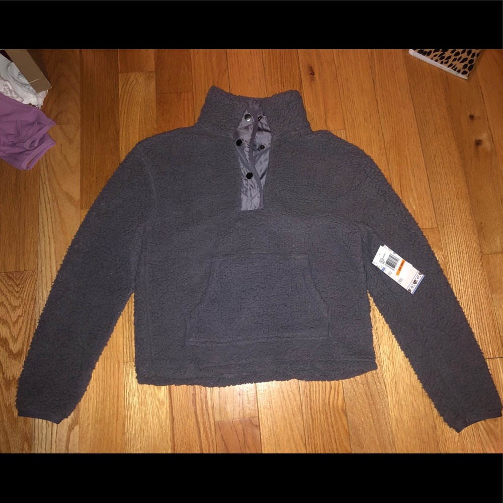 Grey fuzzy pullover NWT